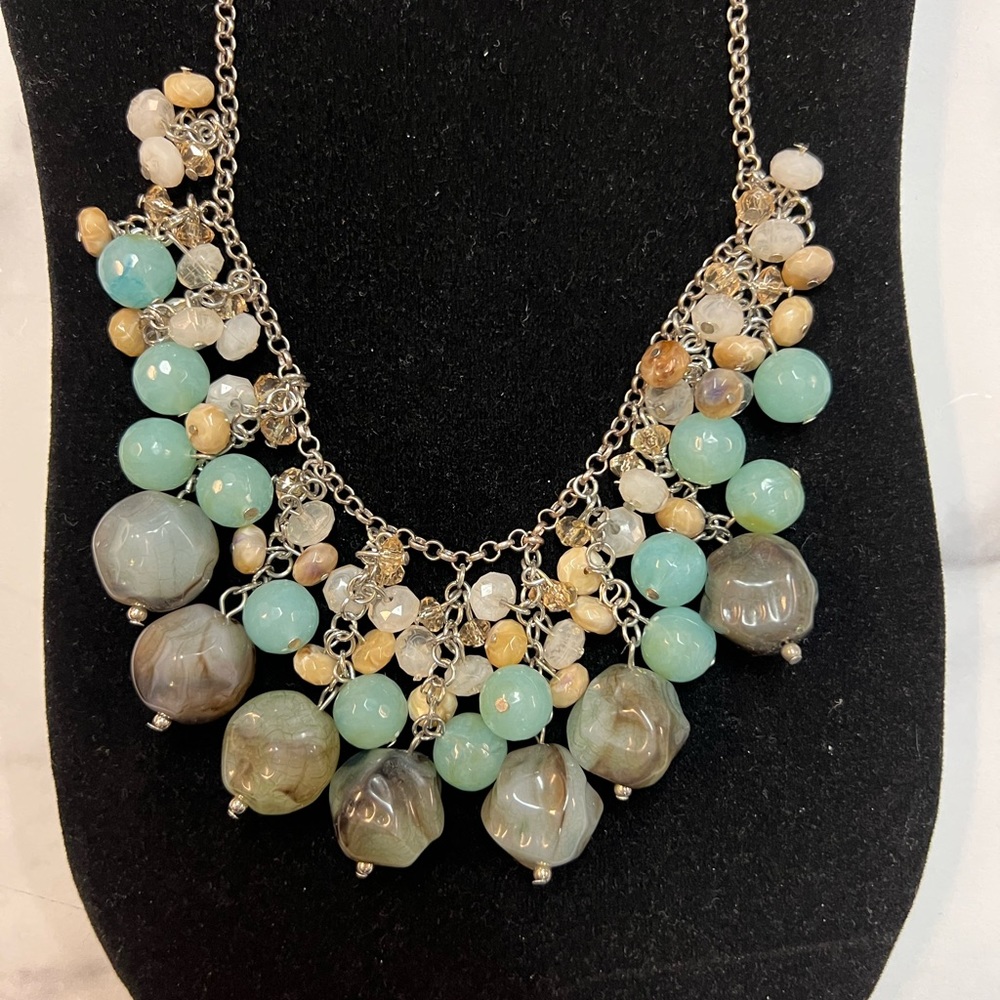 Lan Bauble Layer necklace Sea-foam Green & Opaque Beads large/Small cascade